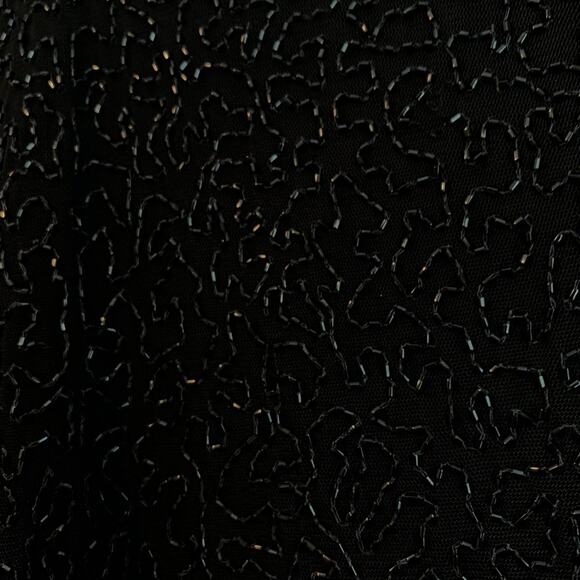 Lauren Ralph Lauren LRL Black V-Neck Tunic Top Blouse Beaded Design Petite L - Picture 3 of 4